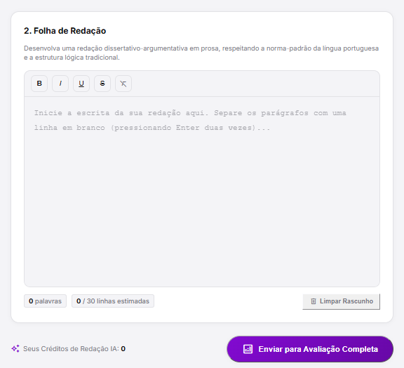 Folha de Redação e Avaliação Completa